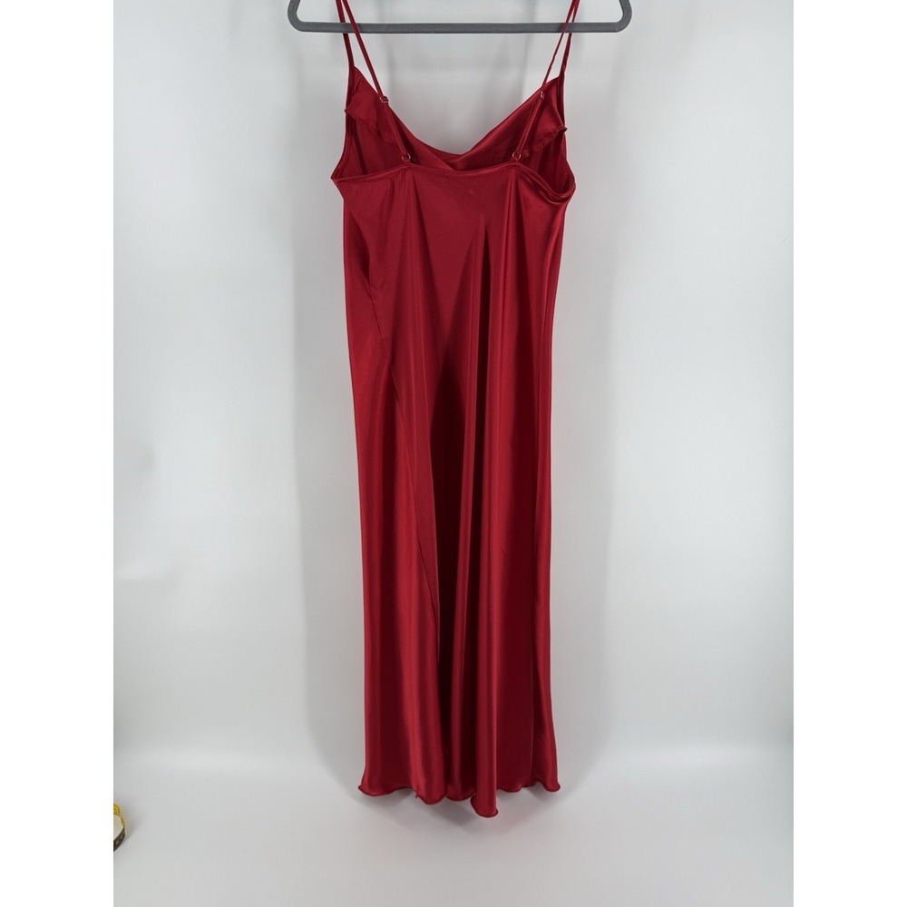 BEBE‎ SATIN COWL NECK Midi SLIP DRESS SIZE M Elegant Super Sexy Apple 🍎 Red !! - Picture 5 of 9